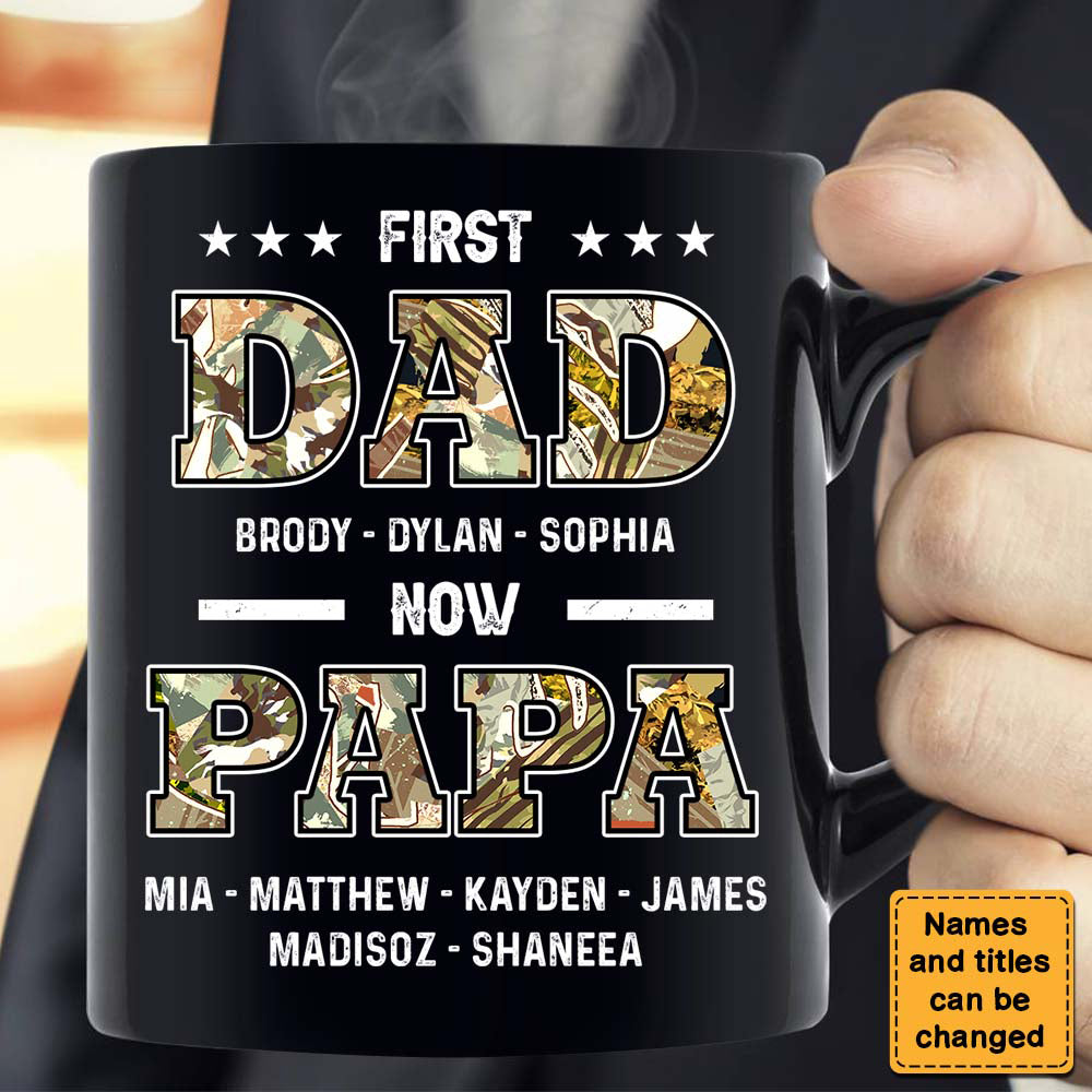 Personalized First Dad Now Papa Personalized Mug