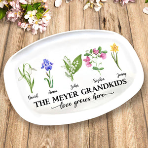 Love Grows Here, Personalized Resin Plate, Gift For Grandma