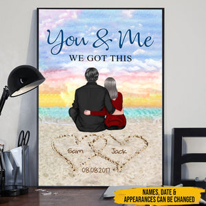 Back View Couple Sitting Beach Landscape You & Me We Got This - Personalized Couple Poster