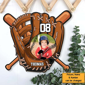 Gift For Grandson For Baseball Boy Upload Photo Personalized Wood Sign