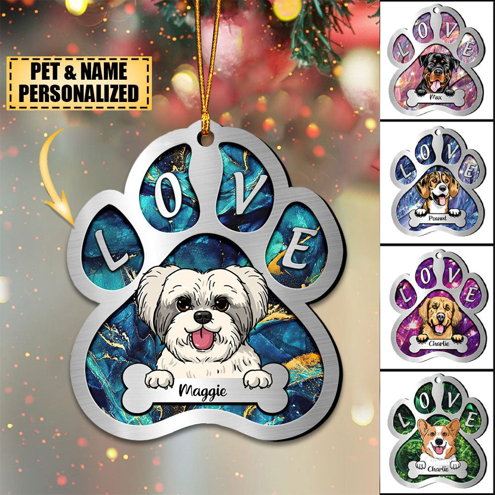 Sparkling Dog Mom/ Dog Dad Puppy Pet Dogs Lover Custom Breed Personalized Acrylic Christmas Ornament