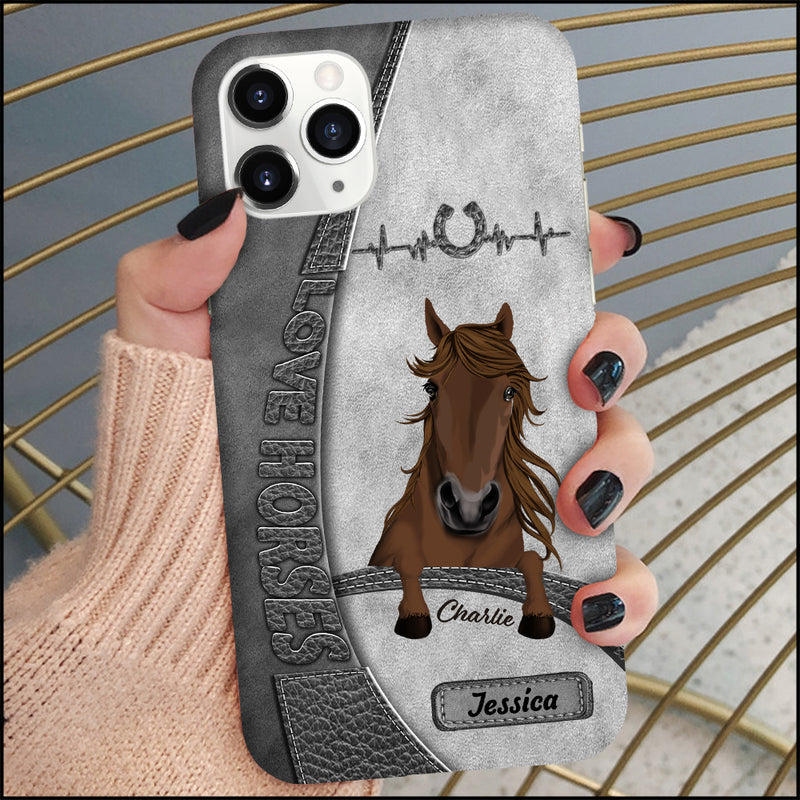 Love Horses Colorful Leather Pattern Personalized Phone Case