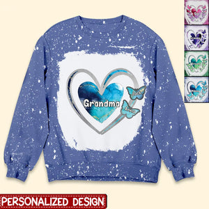 Grandma, Mom, Nana Heart Butterfly Kids -Personalized Sweatshirt