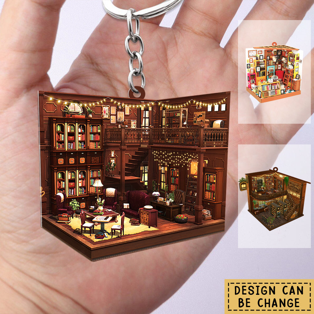 Personalized Bookstore Book Lover Acrylic Keychain