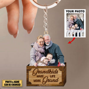 Personalized Acrylic Keychain-Gift For Family/Grandpa/Grandma- Custom Your Photo-Grandkids Make Life More Grand