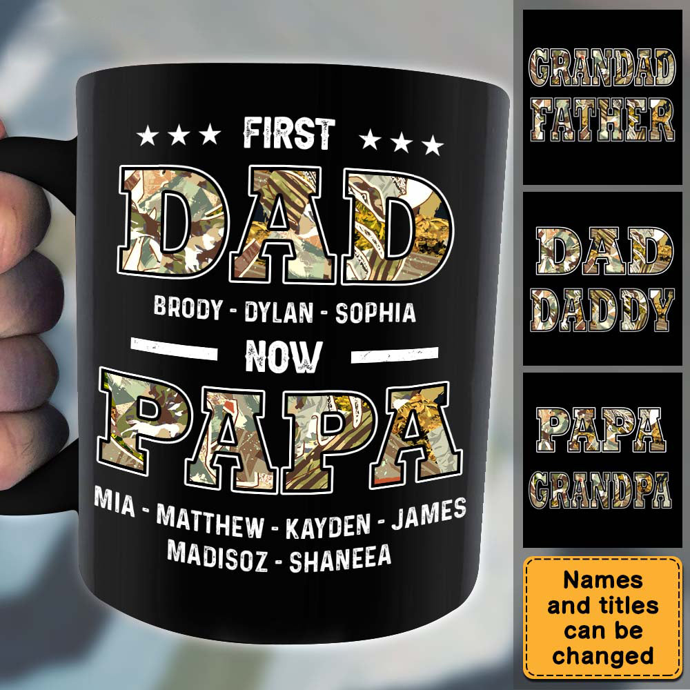 Personalized First Dad Now Papa Personalized Mug