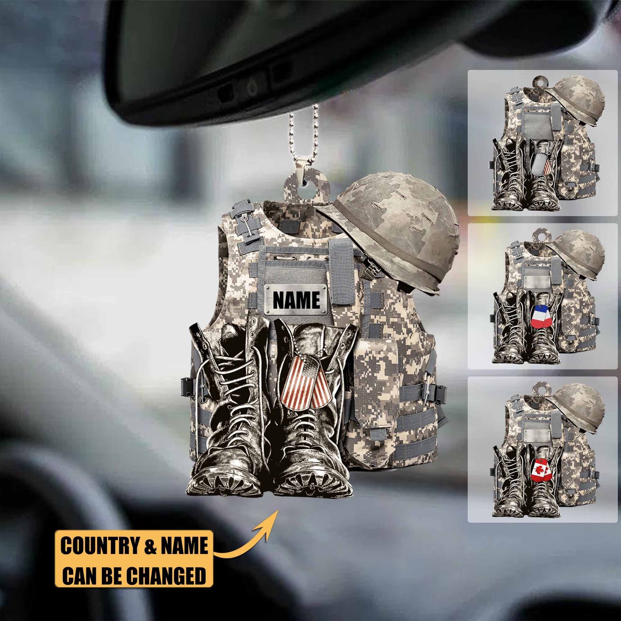 New Release - Military Uniform - Boots & Hat - Personalized Flat Acrylic Ornament