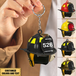 Firefighter's Helmet Personalized Keychain
