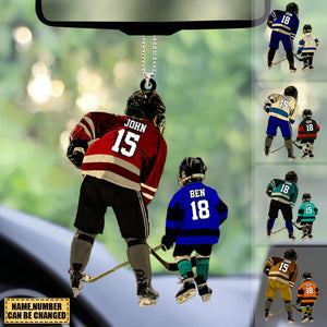 Personalized Hockey Players Gift For Son/Grandson Acrylic Car Hanging Ornament