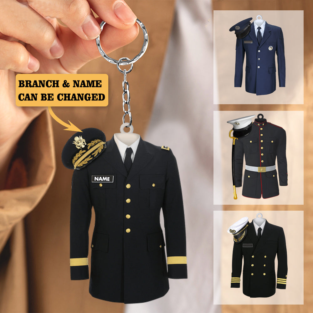 Military Uniform Personalized Flat Acrylic Keychain