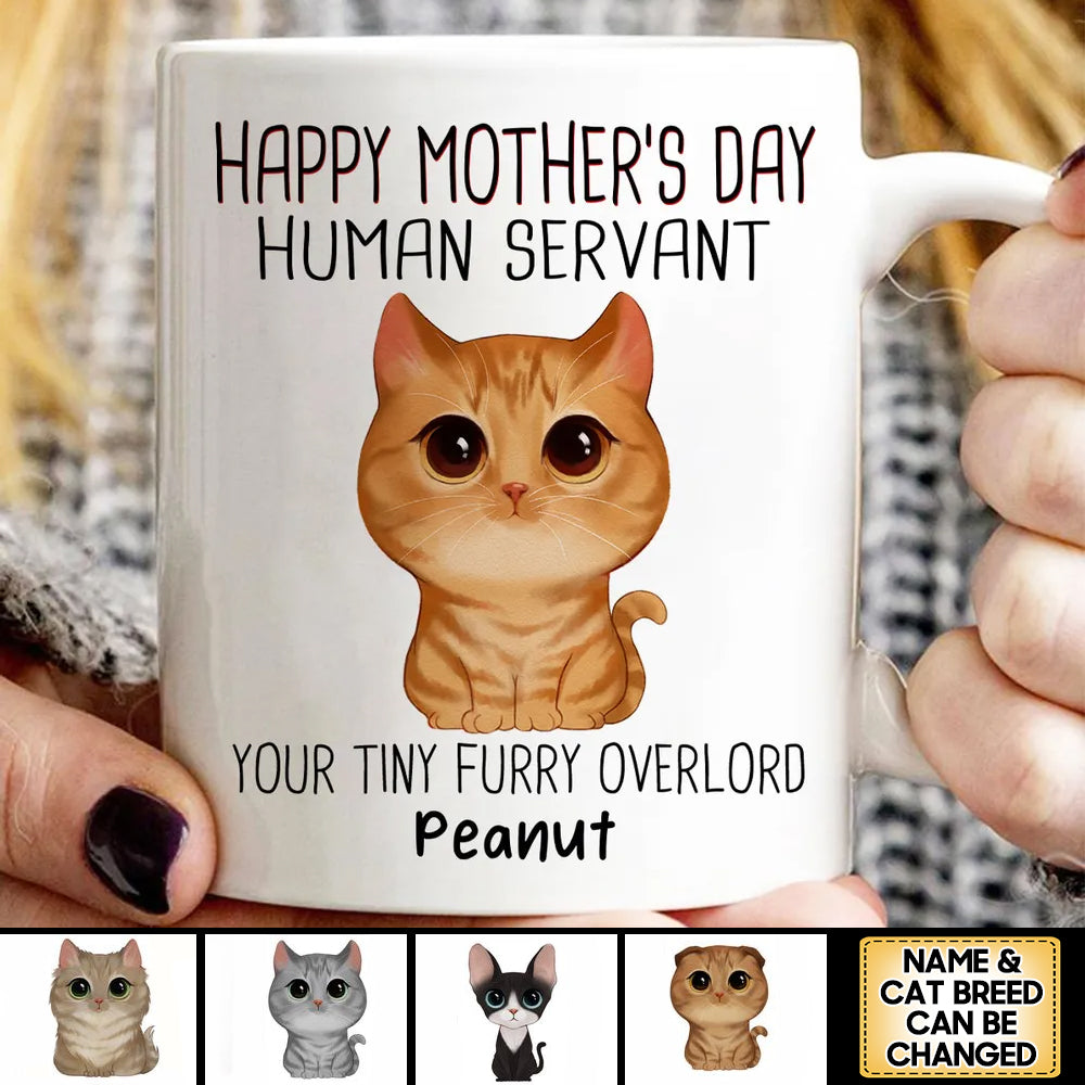 Watercolor Cute Cats Happy Mother‘s Day Cat Human Servant Personalized Mug