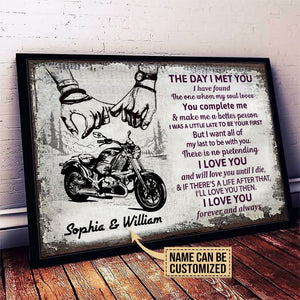 Personalized Motorcycle The Day I Met You Sketch Customized Poster