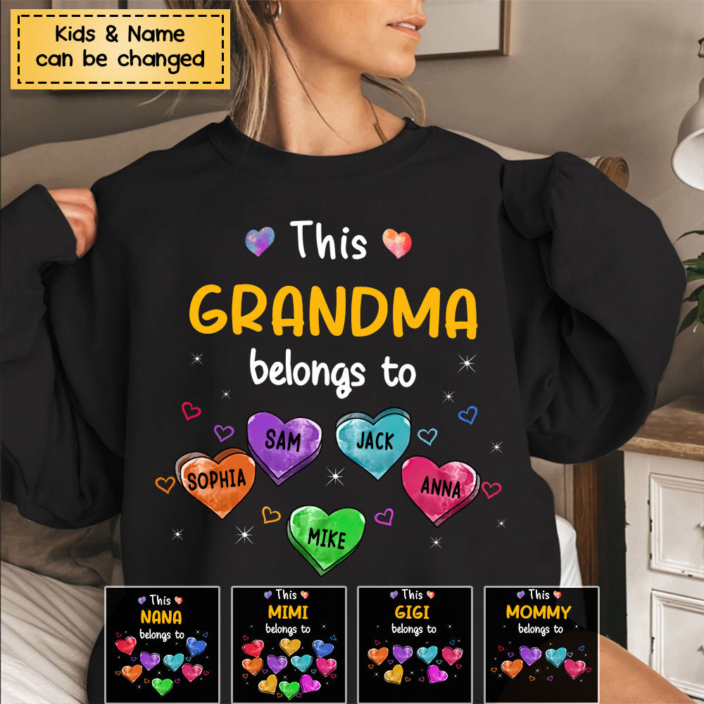 Personalized This Grandma Belongs To Sweet Heart Grandkids Sweatshirt