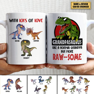 With Lots Of Love-Personalized Family Dad Mug,Gifts For Dinosaur Lover/Dad/Grandpa
