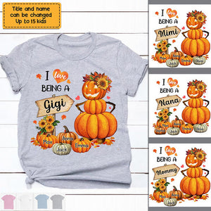 Fall Grandma Pumpkin Personalized T-shirt - Gift For Grandma