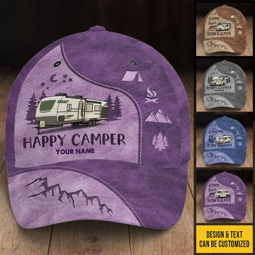 Camp Hair Don't Care - Camping Personalized Custom Hat, All Over Print Classic Cap - Gift For Camping Lovers
