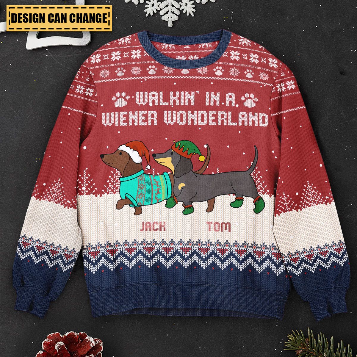 Dachshund Through The Snow - Personalized Ugly Sweater - Christmas Gift For Dog Mom, Dog Dad, Pet Lovers