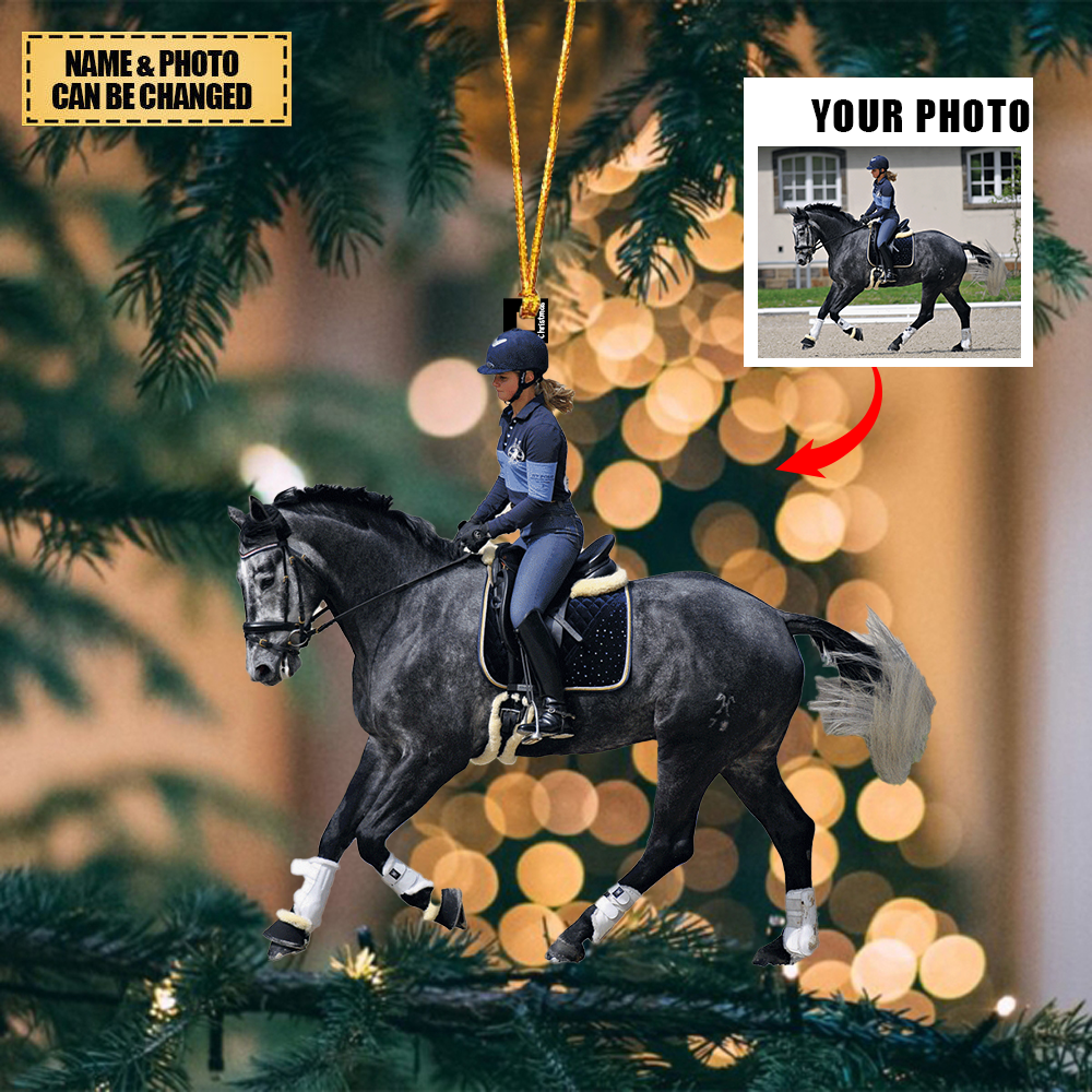 Personalized Christmas Hanging Ornament - Gift For Horse Lovers - Custom Your Photo