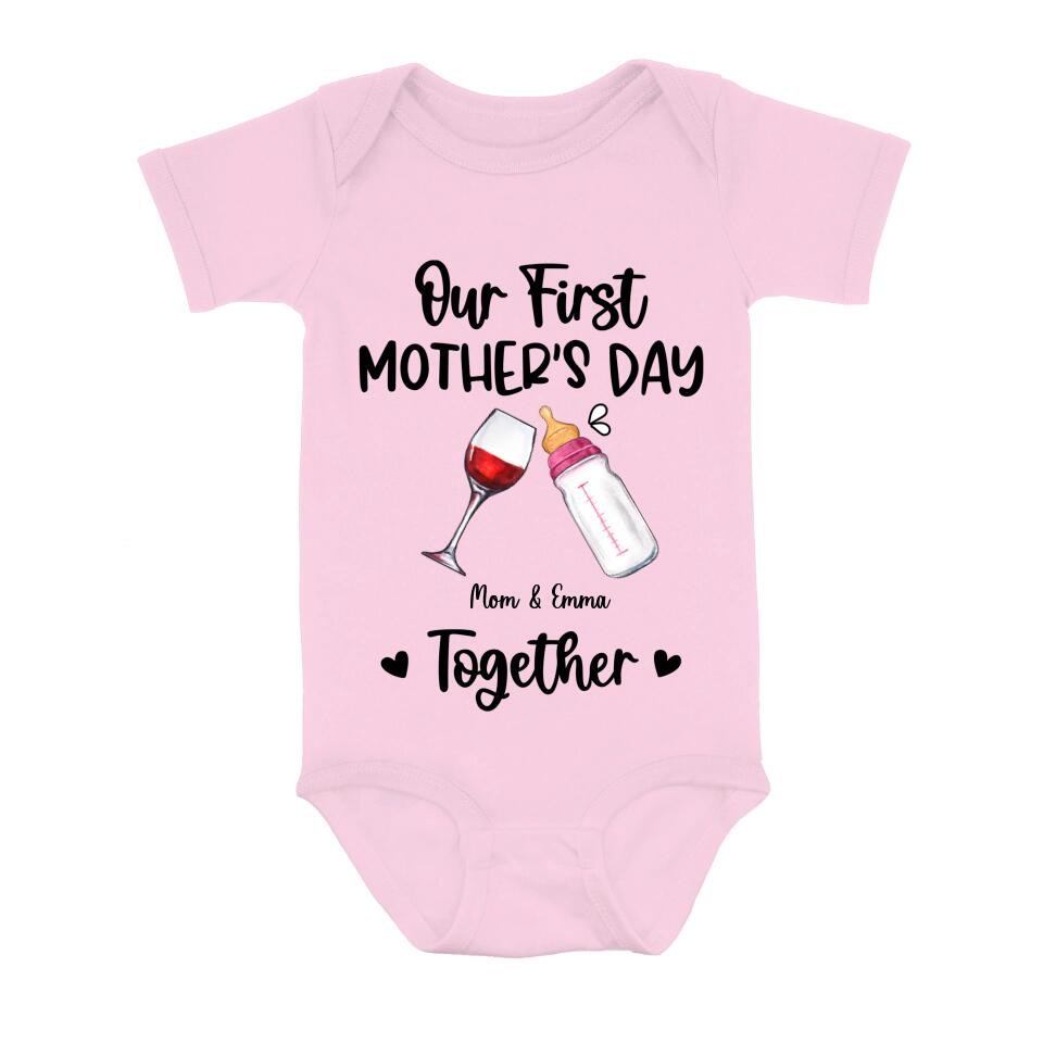 Custom Personalized Baby Onesie/T-Shirt - Mother's Day Gift Idea For Baby/Mom - Our First Mother's Day Together