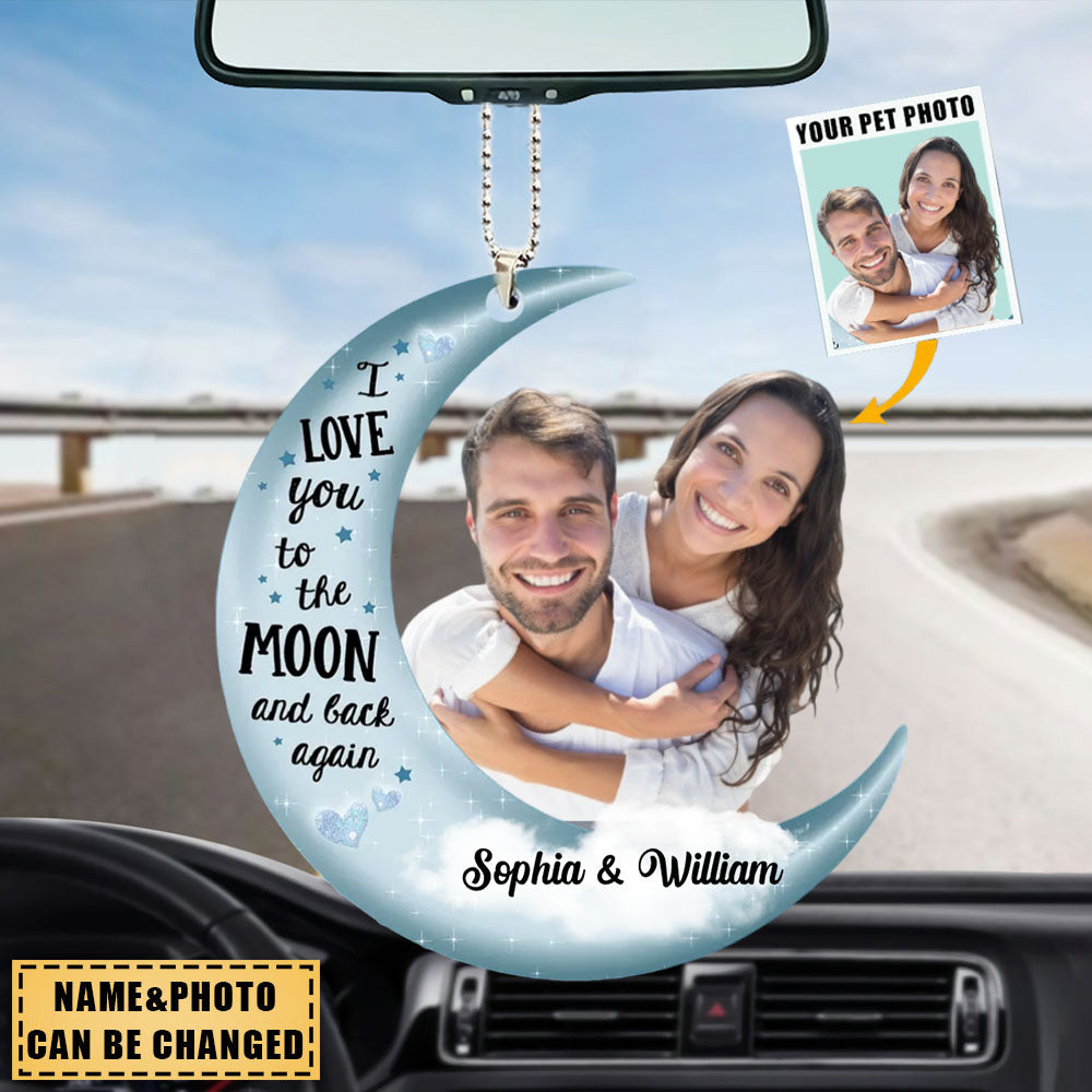 Personalized Couple Ornament - I love you to the moon and back again