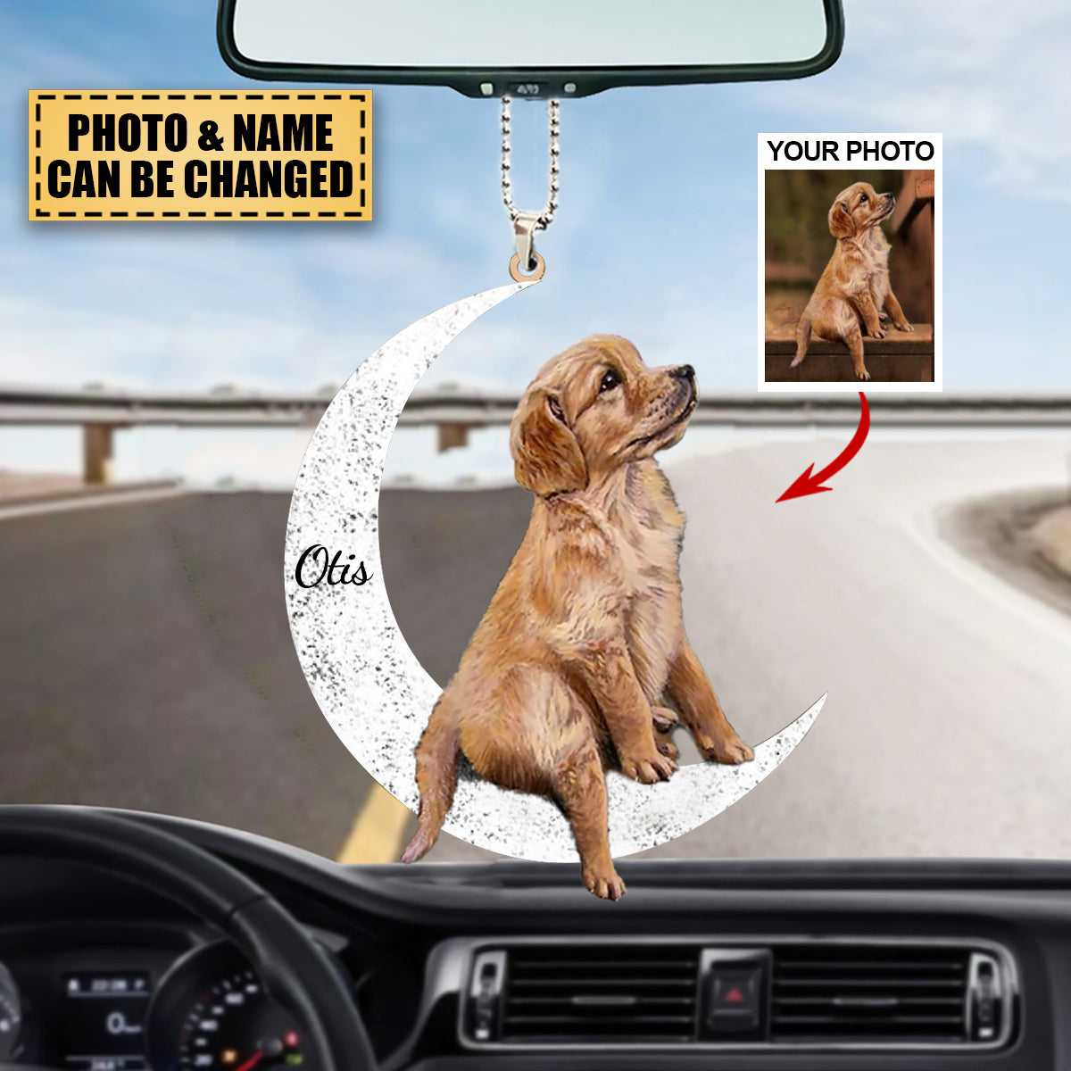 Personalized Car Hanging Ornament - Gift For Pet Lovers- I Love You To The Moon And Back