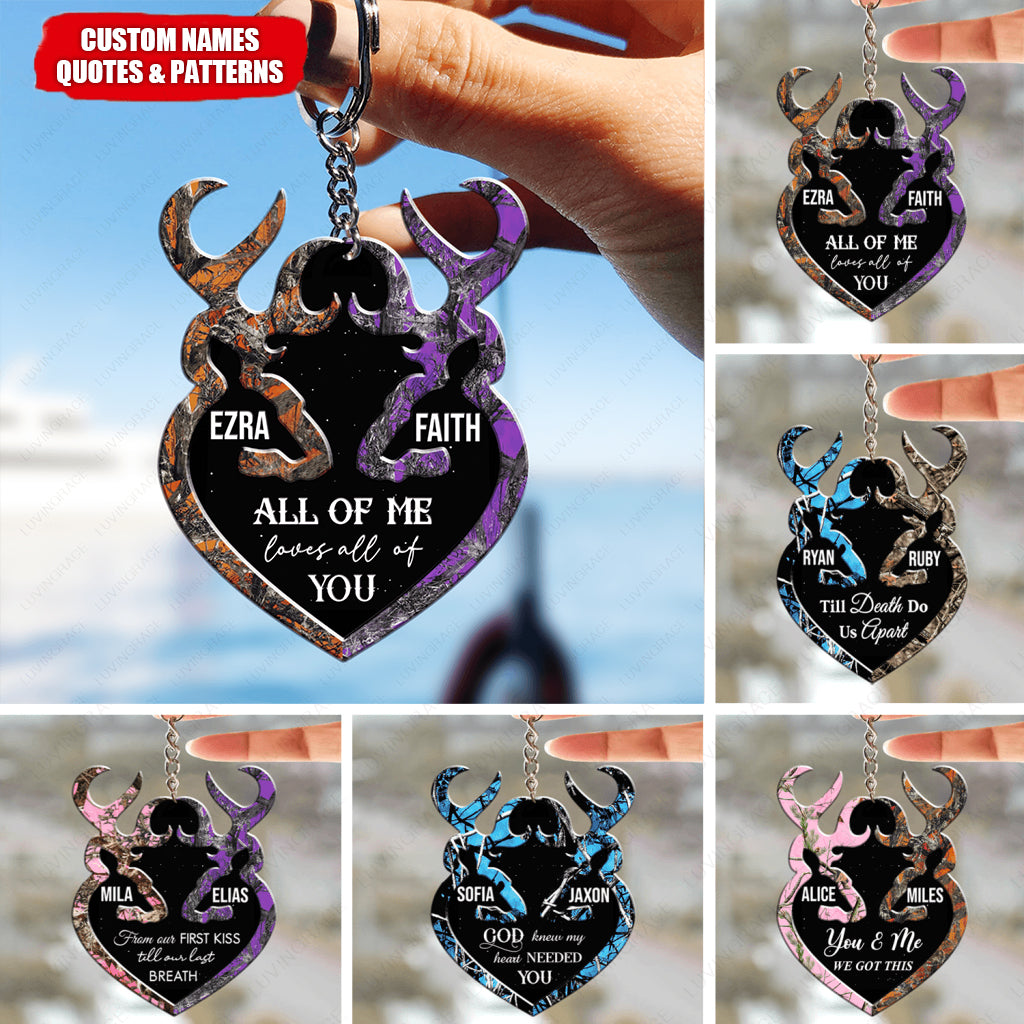 Camo Pattern Deer Couple Personalized Keychain