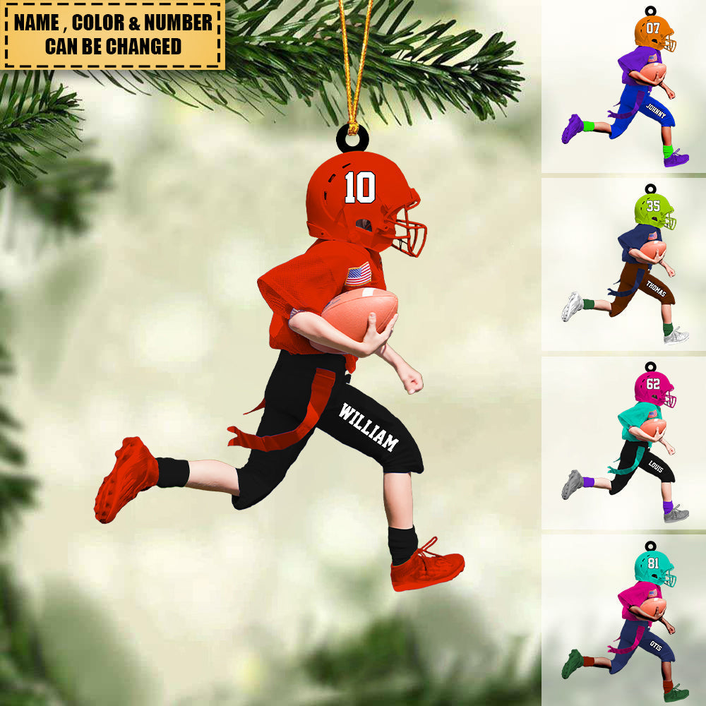 Personalized American Football Kid/Girl/Boy Acrylic Car / Christmas Ornament - Gift For American Football Lovers
