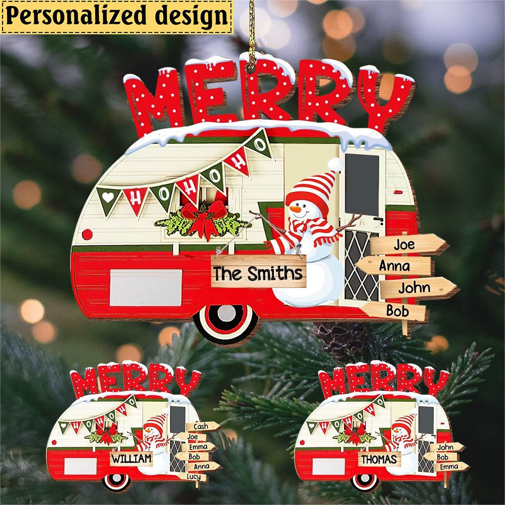 Personalized Camper Family Merry Christmas Xmas Best Gift Wood Shape Ornament