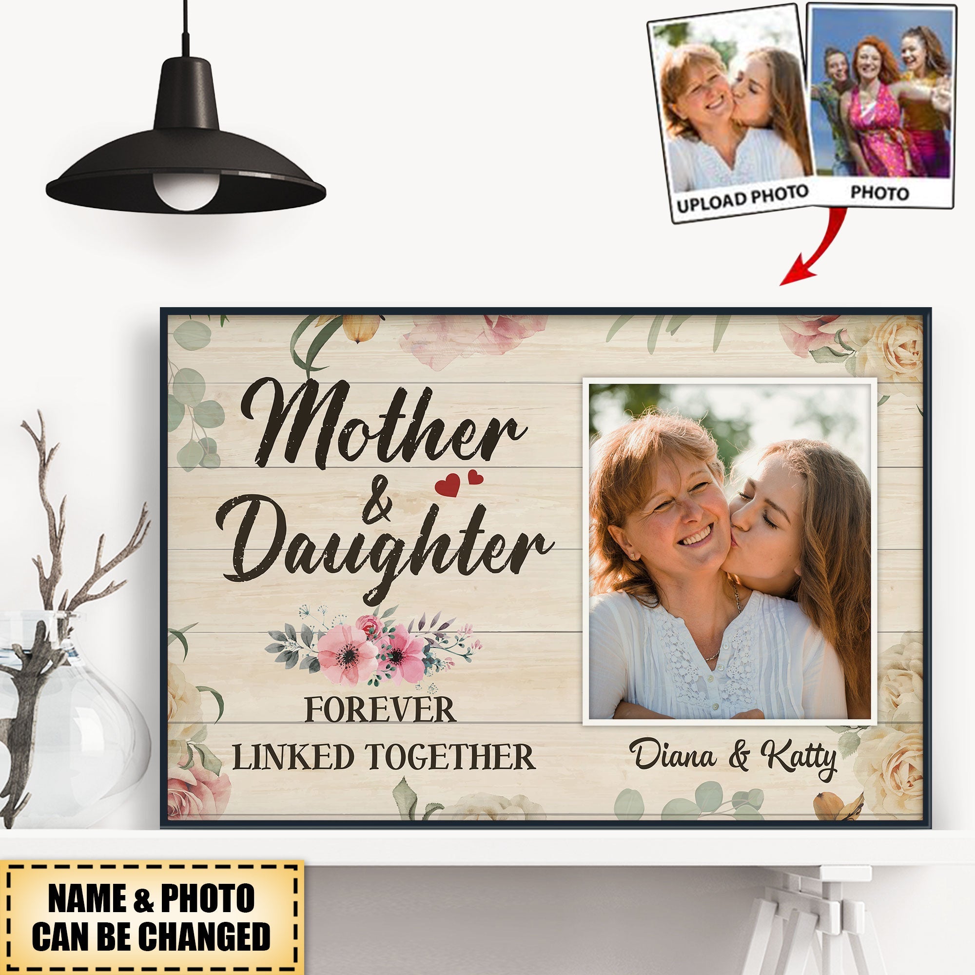(Photo Inserted) Mother & Daughter Forever Linked Together - Personalized Poster - Loving, Mother'S Day Gift For Mom, Mother, Mommy