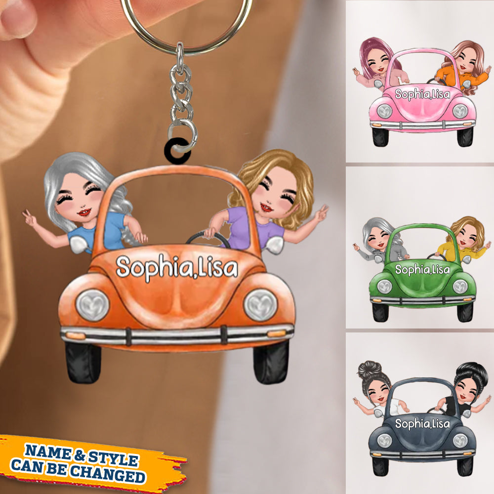 Doll Besties/Sisters/Friends/Twins In Car Personalized Acrylic Keychain