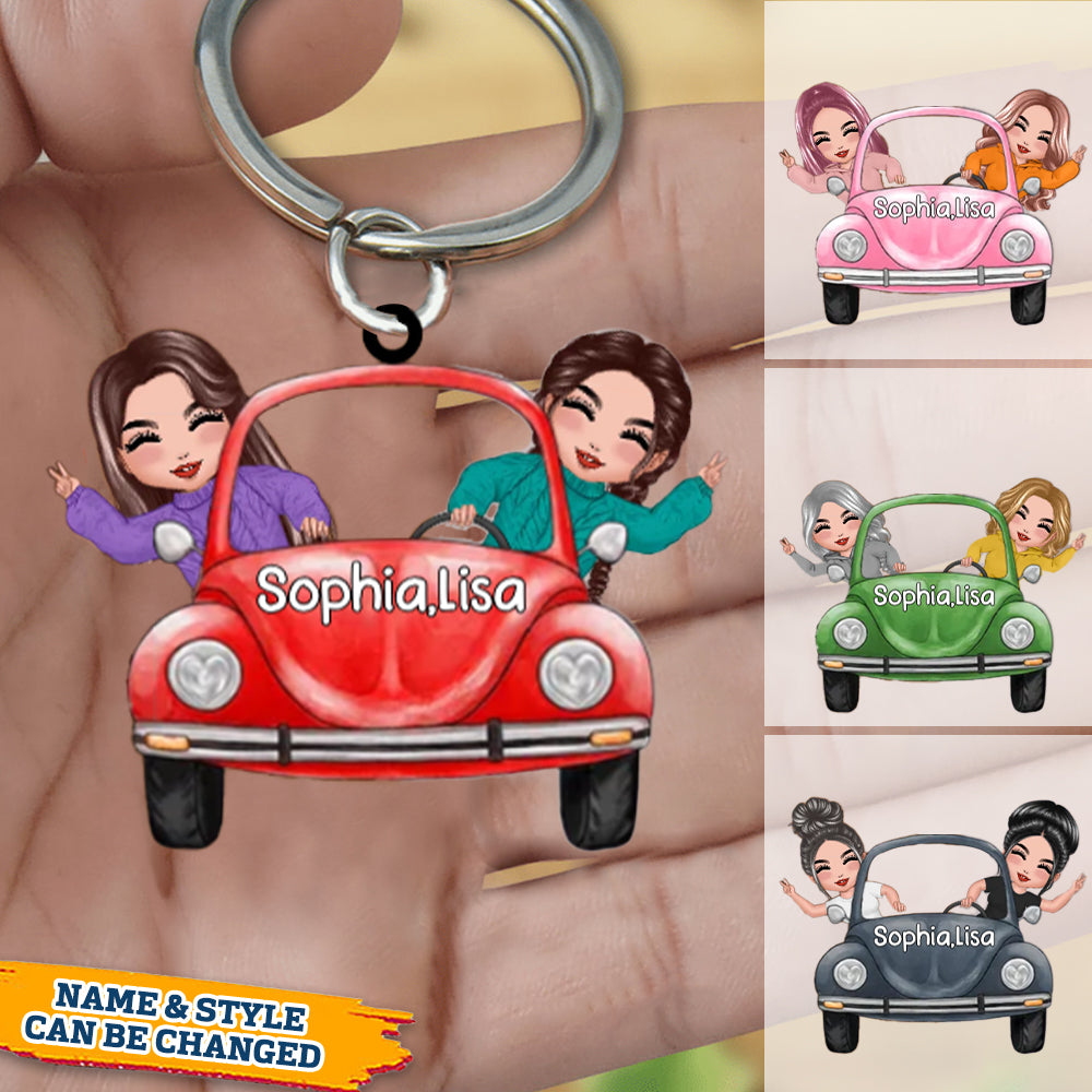 Doll Besties/Sisters/Friends/Twins In Car Personalized Acrylic Keychain