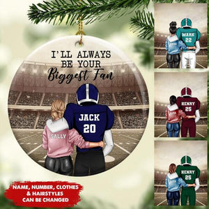 I'll Always Be Your Biggest Fan, Personalized Ornament, Christmas Gift For Couple, Football Mom, American Football Player, Boyfriend