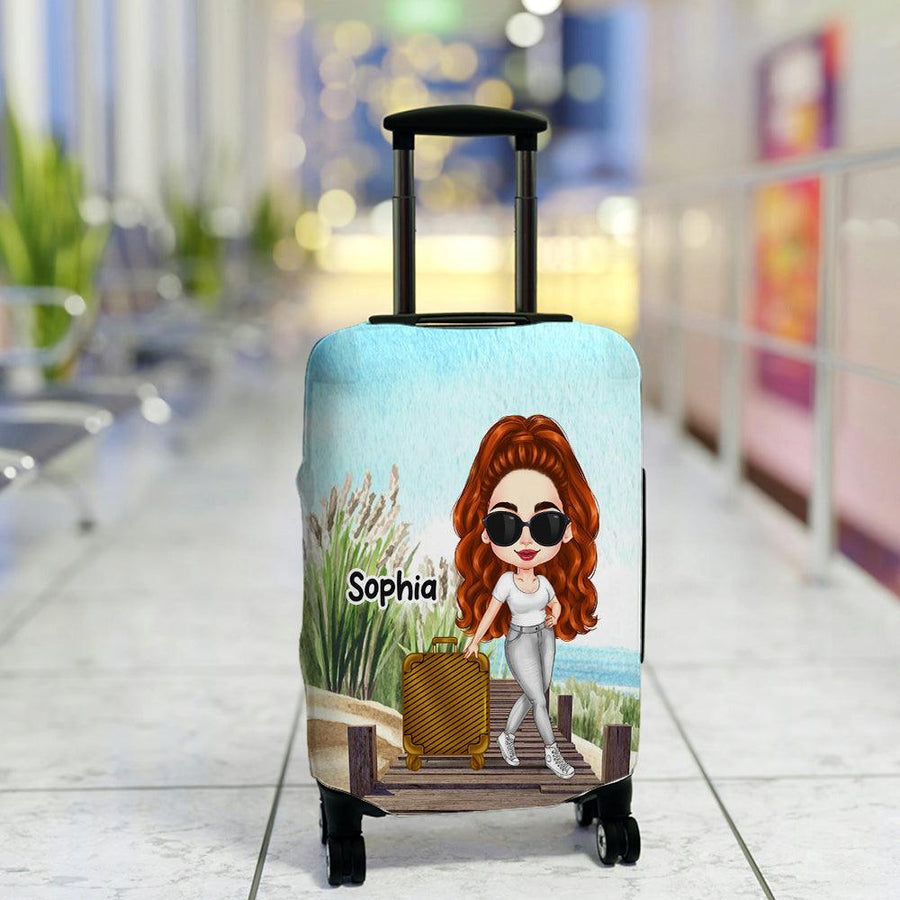 Personalized Just a Girl Who Loves Traveling Luggage Cover, Gift For Her,Gift For Woman