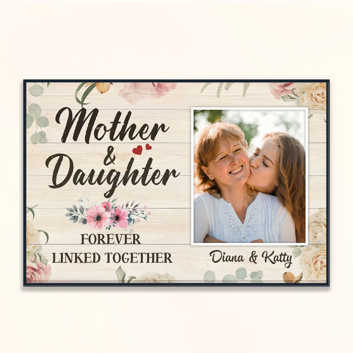 (Photo Inserted) Mother & Daughter Forever Linked Together - Personalized Poster - Loving, Mother'S Day Gift For Mom, Mother, Mommy