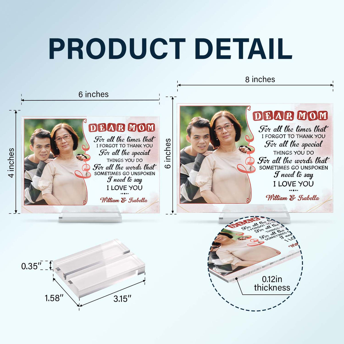 Custom Photo For All The Times I Need To Say Thank You Mom - Birthday, Loving Gift For Mother - Personalized Custom Horizontal Rectangle Acrylic Plaque