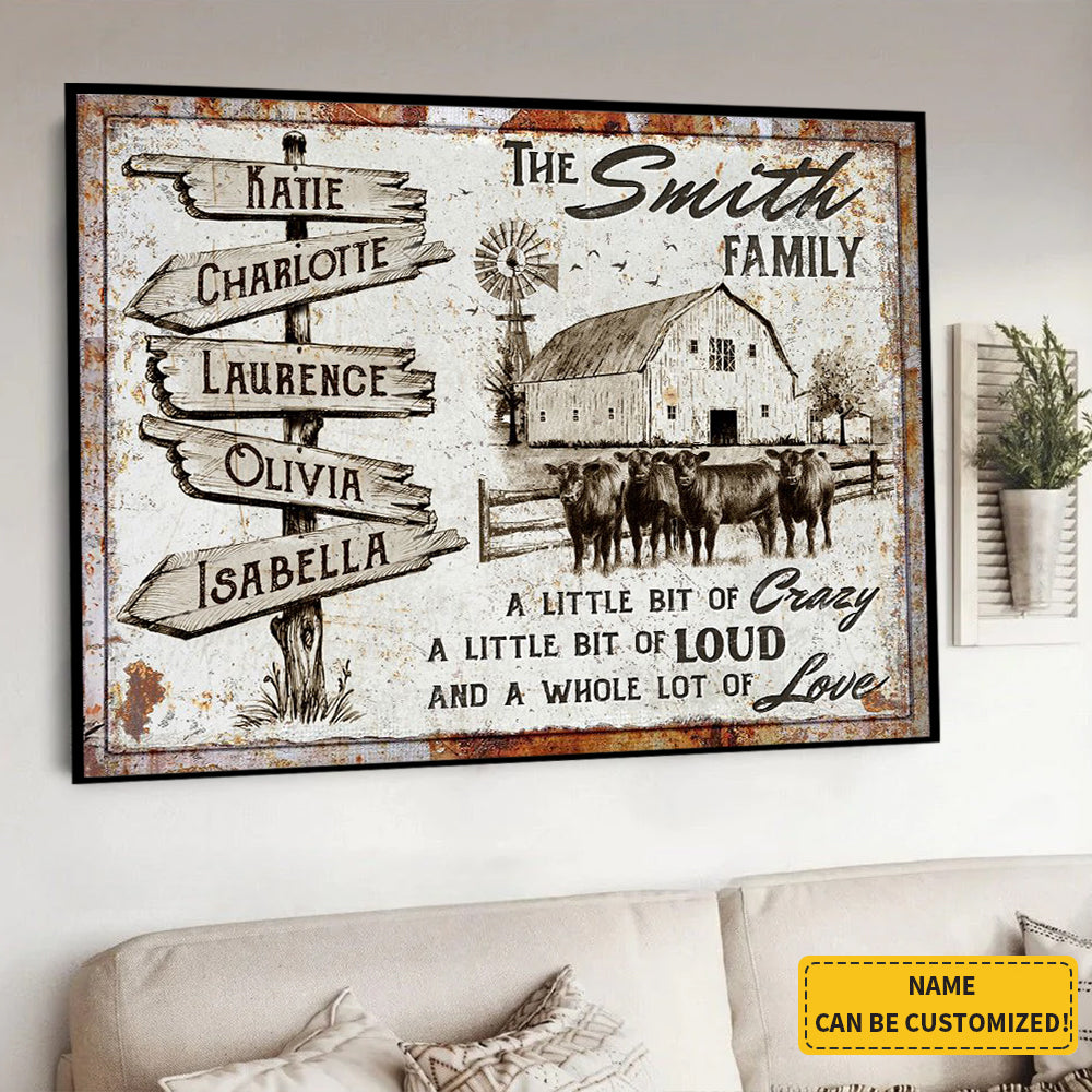 Best Family Gift Names Sign Farmhouse Wall Decor Personalized Canvas Poster