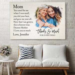 Mom Thank You So Much For Everything Personalized Canvas Print, Mother Gift